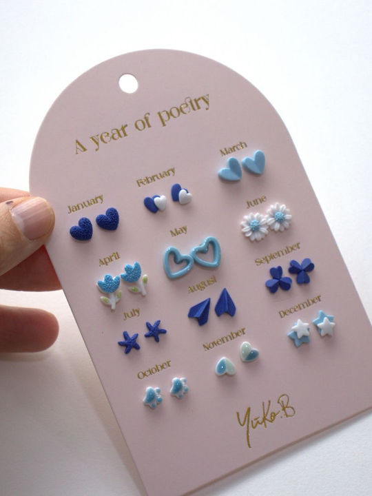 Yuko.b Καρτέλα 12 Ζευγάρια Σκουλαρίκια A Year Blue Poetry