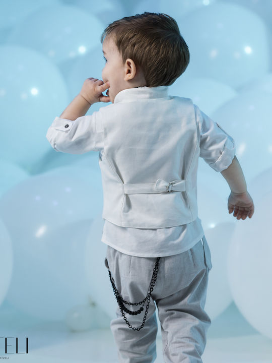 Vinteli Vinteli Baptism Suit with Vest for Boys White