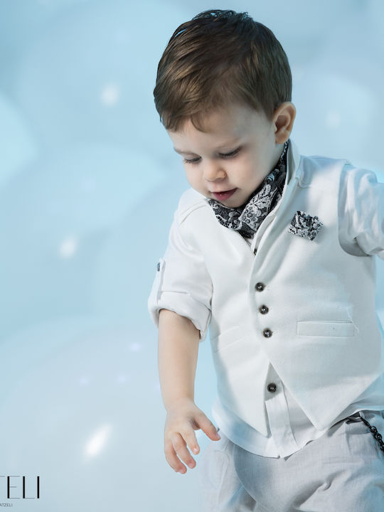 Vinteli Vinteli Baptism Suit with Vest for Boys White