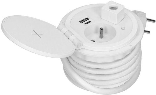 Orno Single Walled Power Socket with 2 USB Ports with Lid White