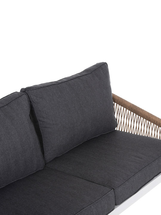 Set Cameră De Zi Pentru Exterior Drimm 4 Piese Albe Cu Perne