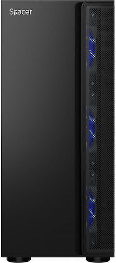 Spacer SPCS-GC-ICE-HERO Gaming Midi Tower Κουτί Υπολογιστή με Πλαϊνό Παράθυρο Μαύρο