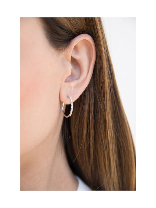 Kritsimis Earrings Hoops made of Platinum with Diamond