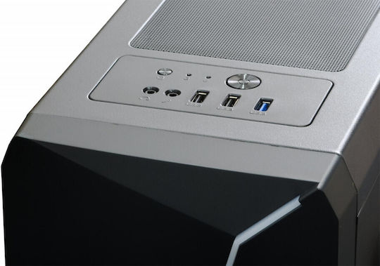 Spacer Flash Gaming Midi Tower Κουτί Υπολογιστή με Πλαϊνό Παράθυρο και RGB Φωτισμό Μαύρο
