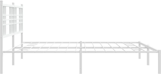 Метално Легло King Size Бяло с Дъски за Матрак 183x213см