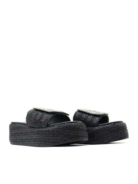 Leather Women's Flat Sandals Black