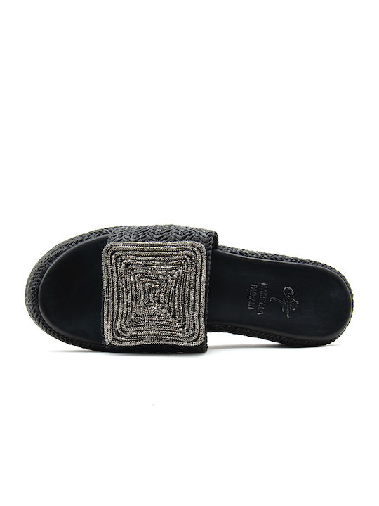 Leather Women's Flat Sandals Black