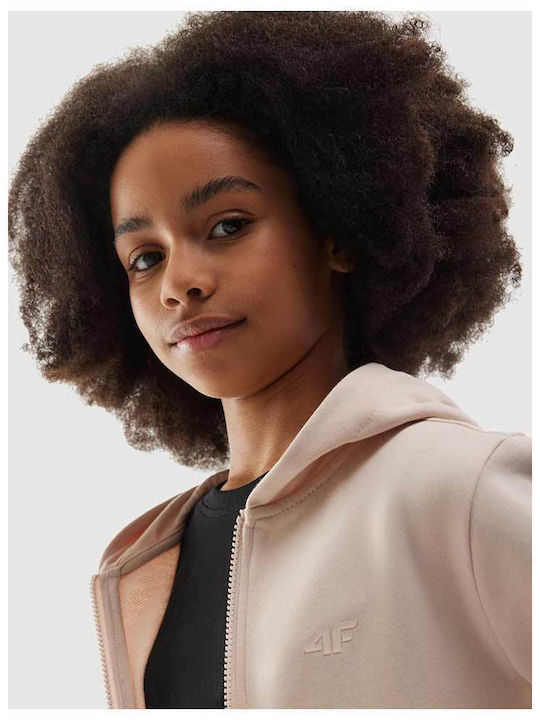 Kids Cardigan Cotton with Hood Beige