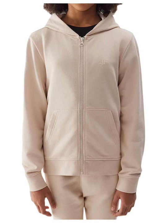 Kids Cardigan Cotton with Hood Beige