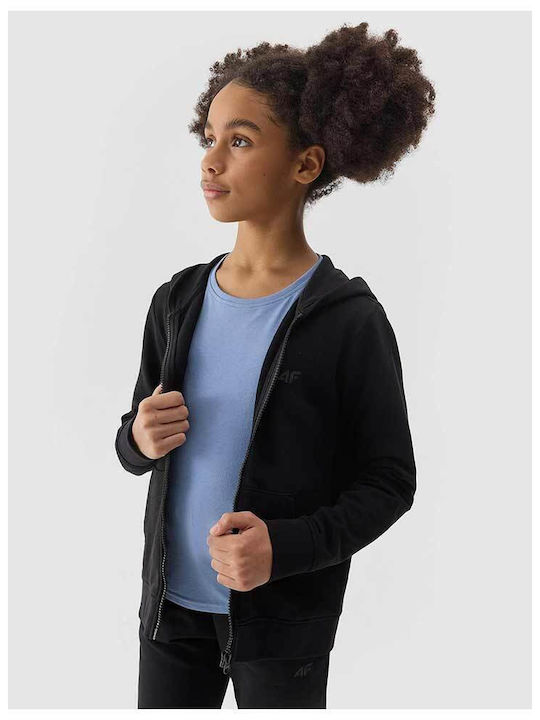 Kids Cardigan Cotton with Hood Black