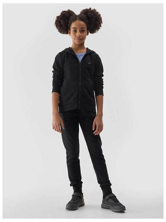 Kids Cardigan Cotton with Hood Black