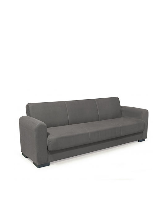 Three-Seater Fabric Sofa Bed with Storage Space Grey 226x78cm