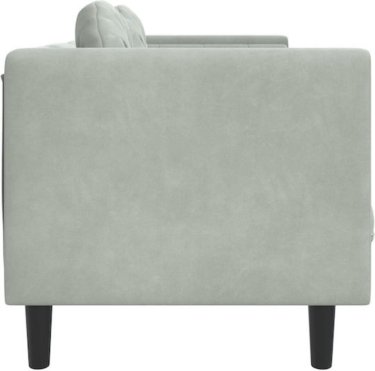 Three-Seater Velvet Couch Light Gray with Decorative Pillows 193.5x77x70 cm