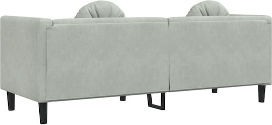 Three-Seater Velvet Couch Light Gray with Decorative Pillows 193.5x77x70 cm