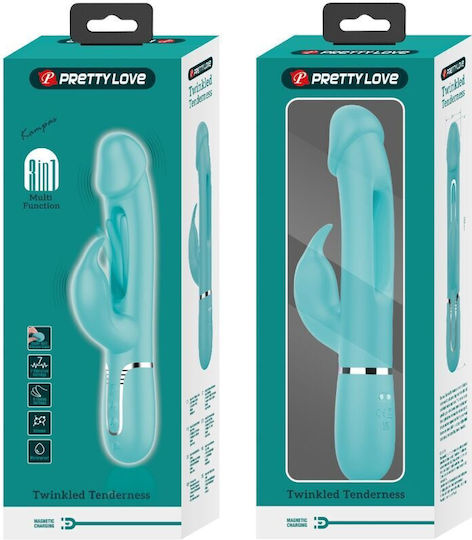 Pretty Love Kampas Rabbit 3 In 1 Multifunction Vibrator Tongue Aqua Green