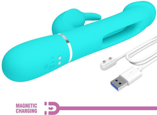 Pretty Love Kampas Rabbit 3 In 1 Multifunction Vibrator Tongue Aqua Green