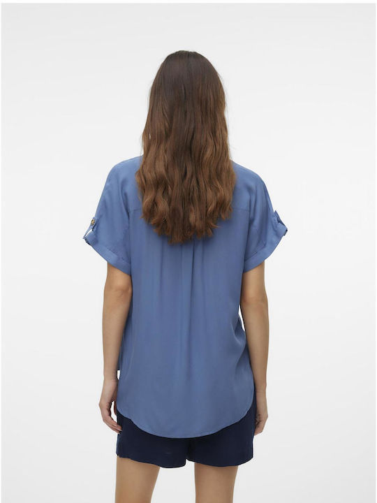 Vero Moda Women's Short Sleeve Shirt Coronert Blue