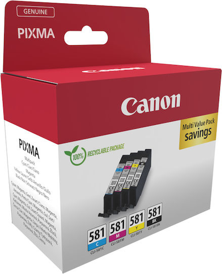 Canon Original Pack of 4 InkJet Printer Inks Yellow / Cyan / Magenta / Black (2103C006)