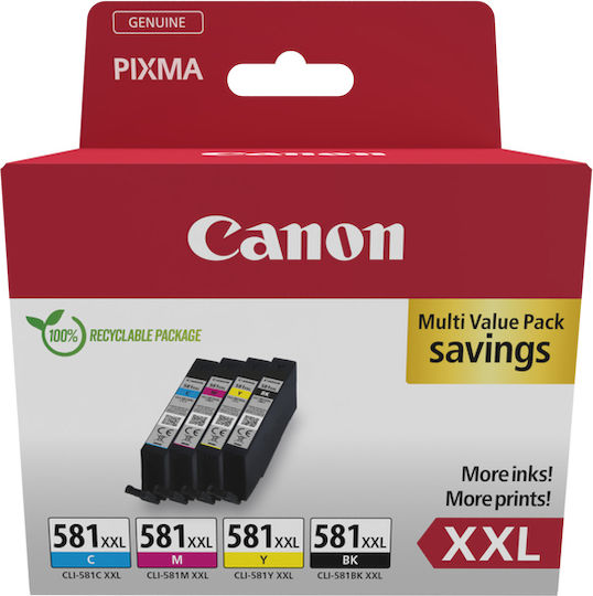 Canon Original Pack of 4 InkJet Printer Inks Yellow / Cyan / Magenta / Black (1998C006)