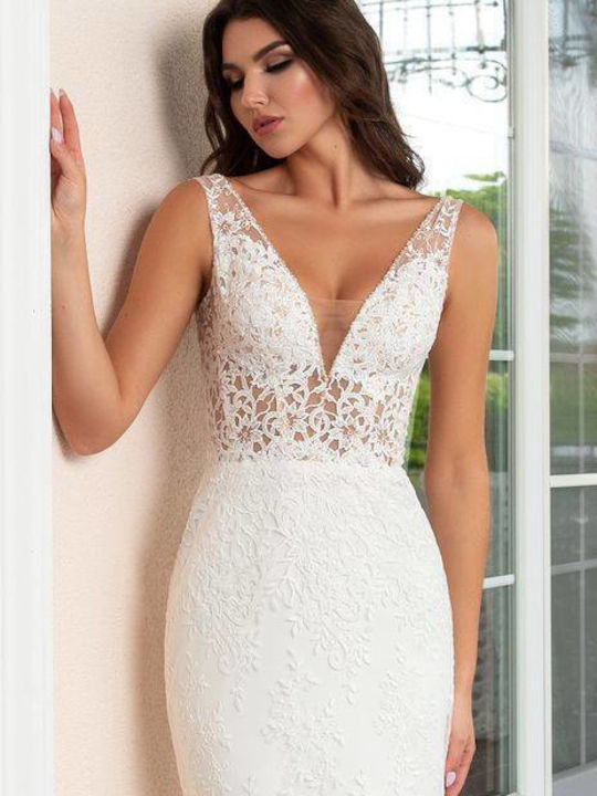 Wedding Dress with Lace & Slide White 7198lidia_002