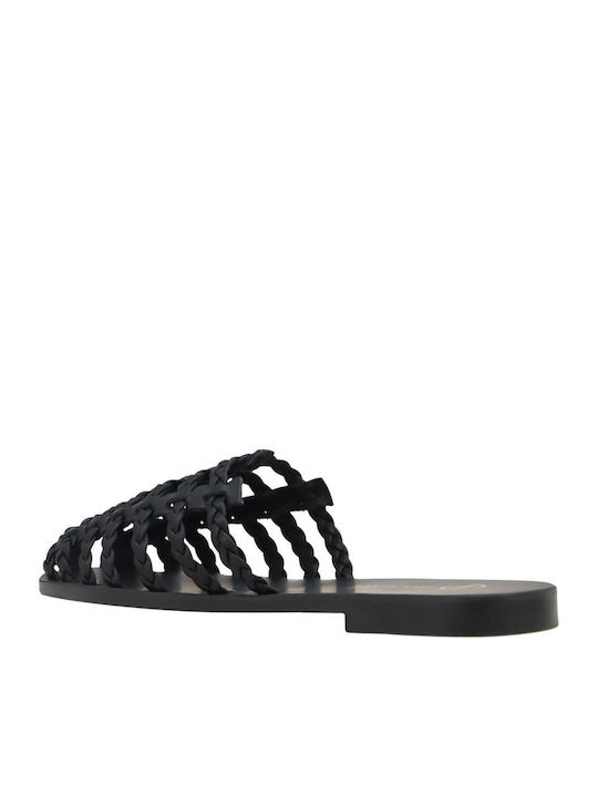 Flat Δερμάτινα Mules σε Μαύρο Χρώμα