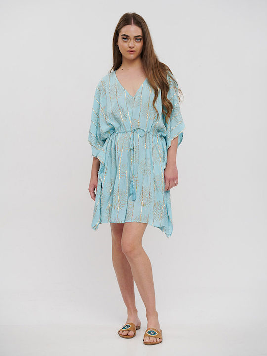 Ble Resort Collection Women's Mini Caftan Beachwear Blue