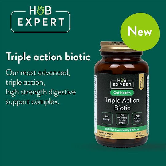 Holland & Barrett Triple Action Biotic 50 Billion Συμπλήρωμα με Προβιοτικά 60 κάψουλες