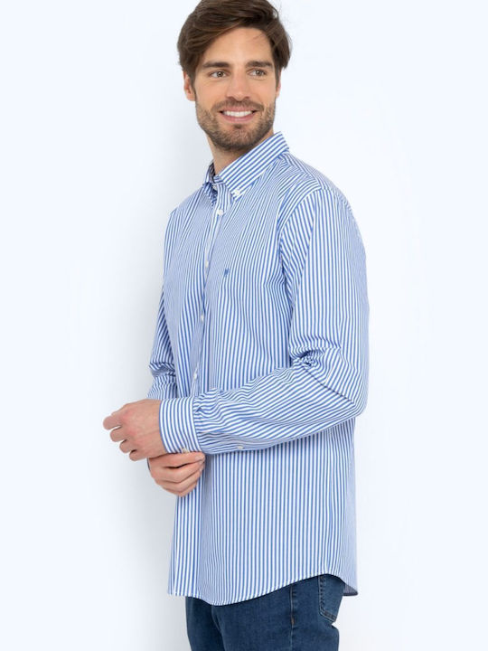 The Bostonians Men's Shirt Long Sleeve Striped White/blue