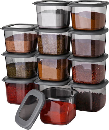 Hermia Set 12 Stück Lebensmittelgläser Allgemeine Verwendung mit Kunststoffdeckel Graue 500ml 12 Stück
