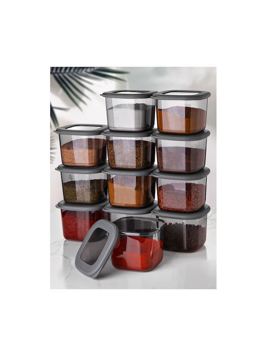 Hermia Set 12 Stück Lebensmittelgläser Allgemeine Verwendung mit Kunststoffdeckel Graue 500ml 12 Stück