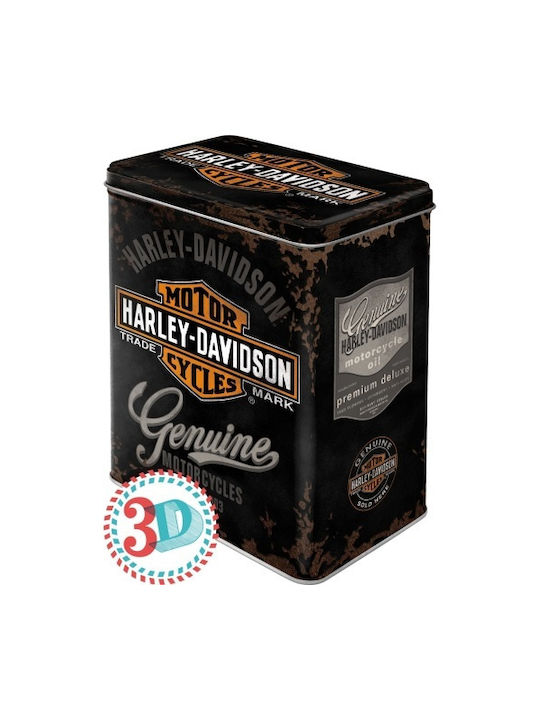 Nostalgic Art Harley Davidson Box Allgemeine Verwendung mit Deckel Metallisch Schwarz 10x14x20cm