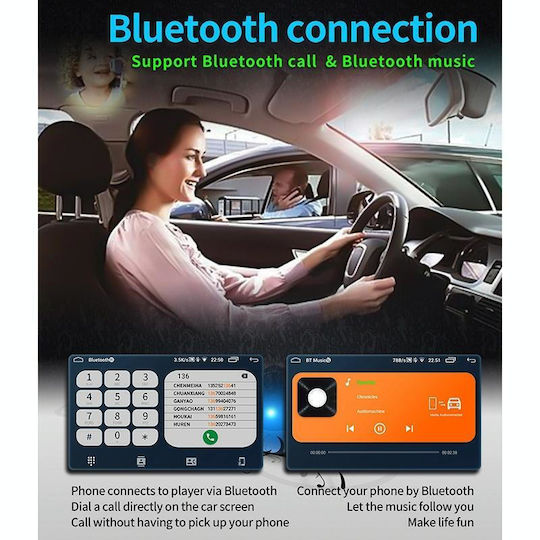 Auto-Audiosystem 2DIN (Bluetooth/USB/AUX/WiFi/GPS/Apple-Carplay/Android-Auto) mit Touchscreen 9"