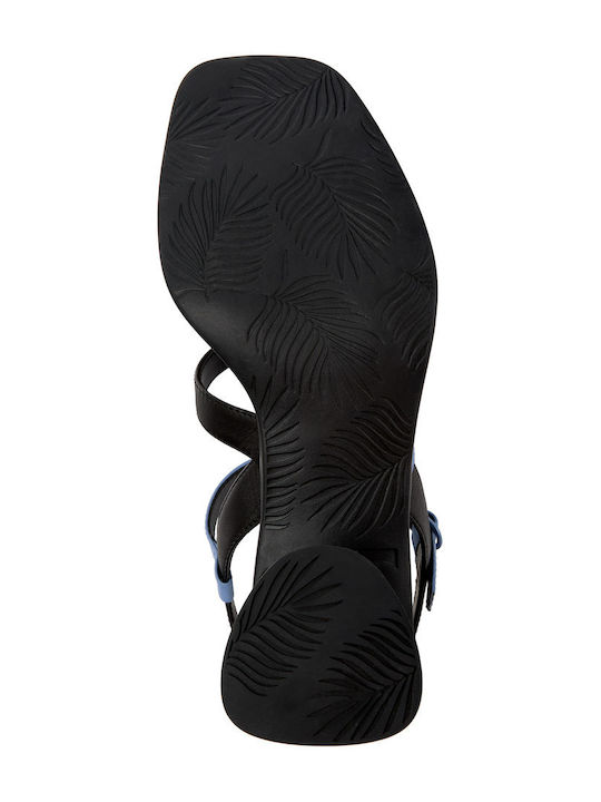 Leather Sandals Black/Light Blue