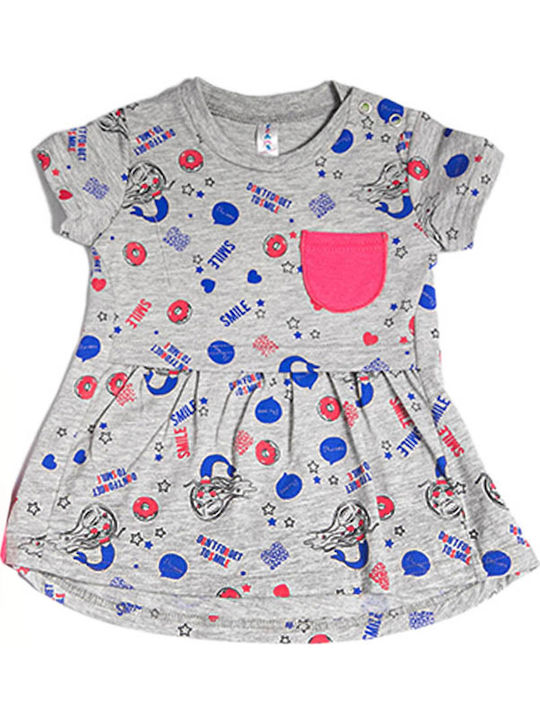 Smile Mermaid Mädchenkleid Kurzärmelig Kinderbekleidungssets Mit Slip Grau