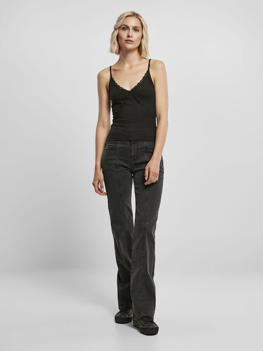 Women's Blouse Cotton with Lace Black