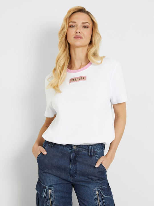 Guess Women's Oversized T-shirt with Sheer White