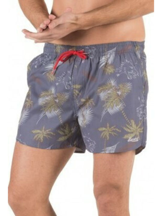 Basehit Men's Swimwear Shorts Gray with Patterns