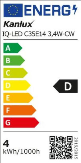 Kanlux LED крушка 3.4W 103mm за фасунга E14 и форма C35 Хладно бяло 470лм