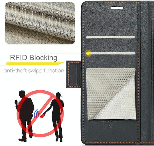 Samsung Galaxy A30s A50s A50 Caseme 023 Schmetterling Schnalle Litchi Textur Rfid Anti-Diebstahl Leder Telefon Fall schwarz