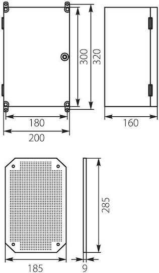 Elektro Plast Elektrischer Sicherungskasten Wandmontage, Wasserdicht B200xH300xT160mm