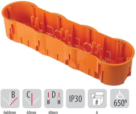 PAWBOL Flush Electrical Box IP30 in Orange Color