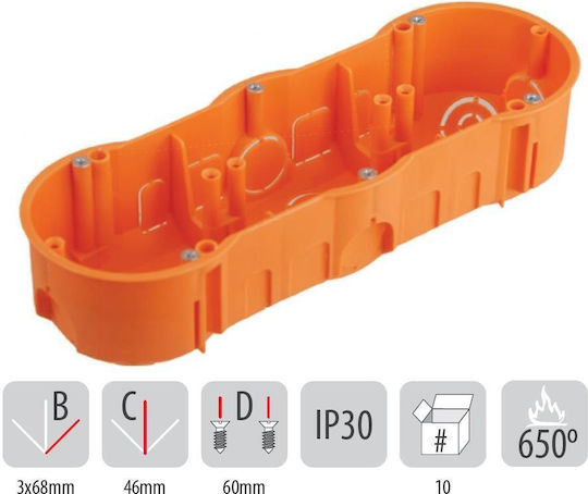 PAWBOL Flush Electrical Box IP30 in Orange Color