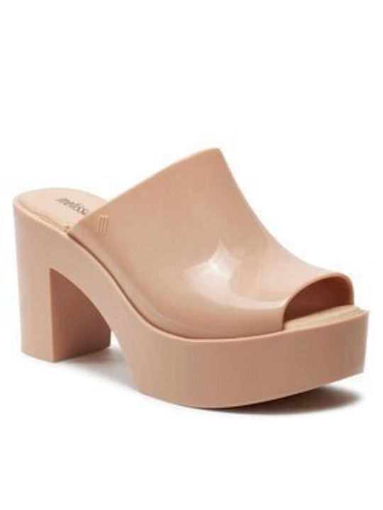 Melissa Chunky Heel Mules Beige