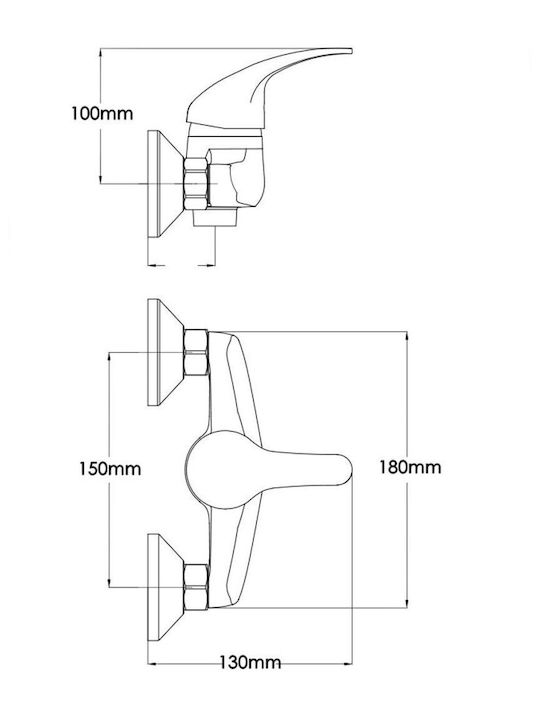 Viospiral Poem Mixing Bathtub Shower Faucet Complete Set Silver