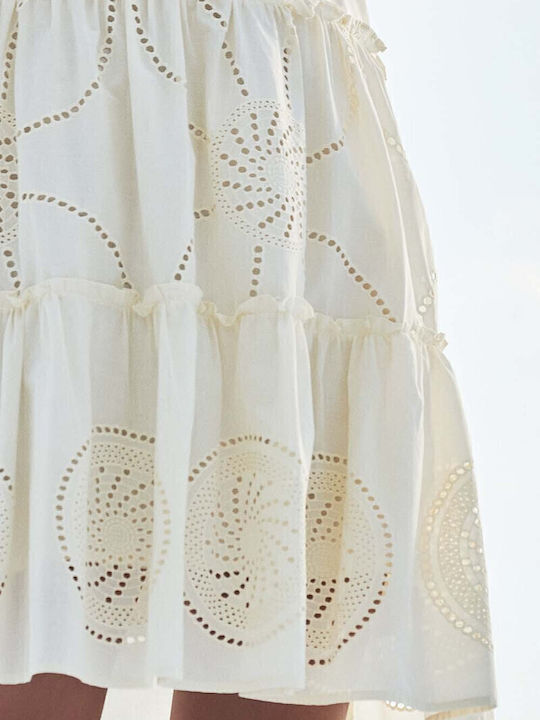 Φόρεμα με Βολάν Off White