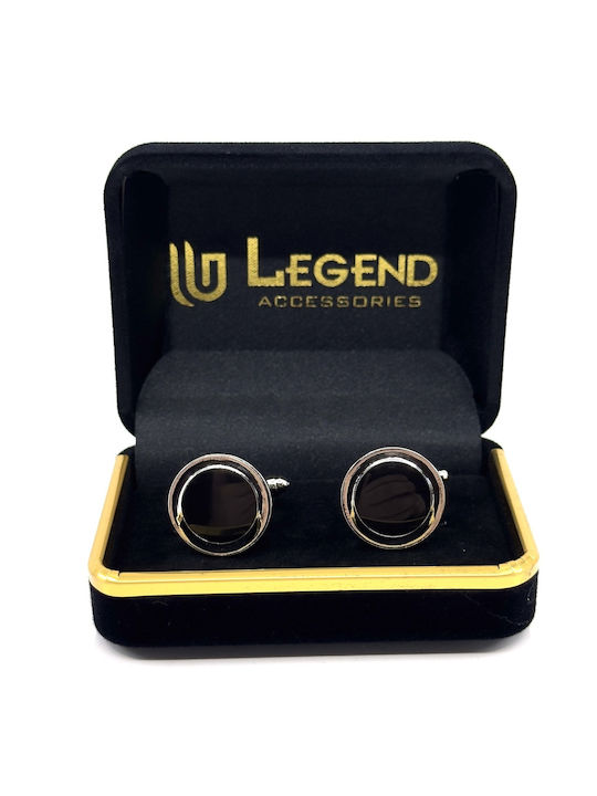 Legend Accessories Маншетни копчета от Silver в Черно цвят