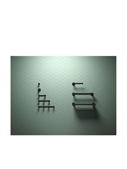 Verdi Omicron Wall Mounted Bathroom Shelf Glass 50x12.5x4.4cm Black