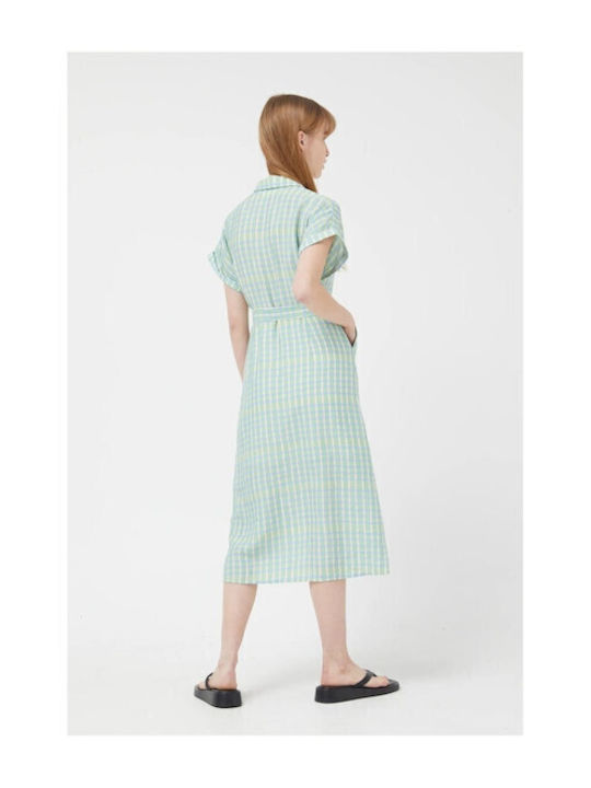 Summer Midi Shirt Dress Green Dress