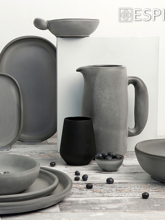 Espiel Canyon Teller Untiefe Oval Keramik Gray 21x21cm