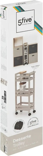 5Five Wooden Kitchen Trolley 3 Tiers Beige 40x15x75cm